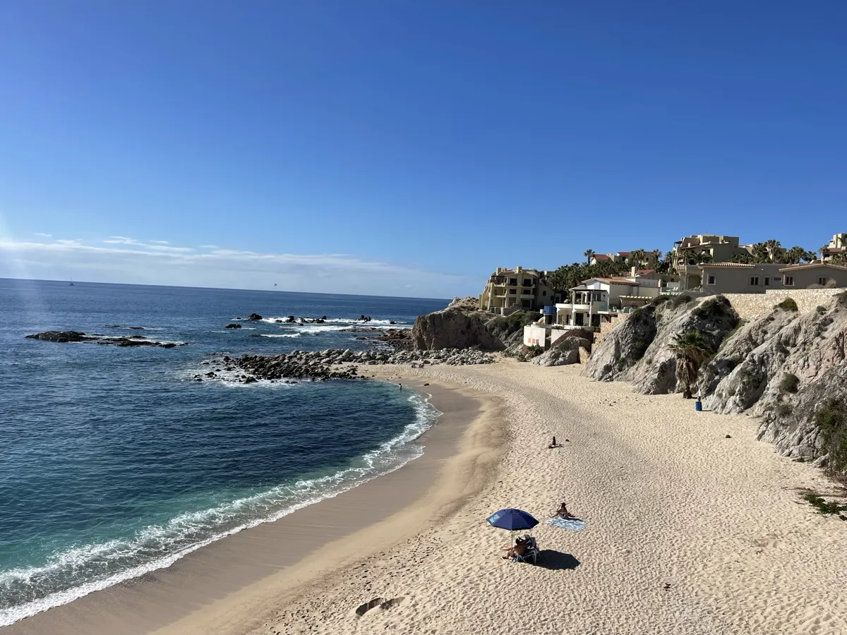 The sandy cove at Cabo Bello beach